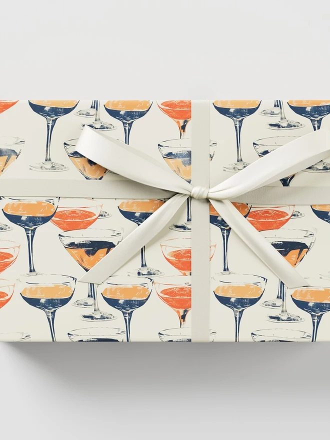Champagne Celebrations Block Print Wrapping Paper