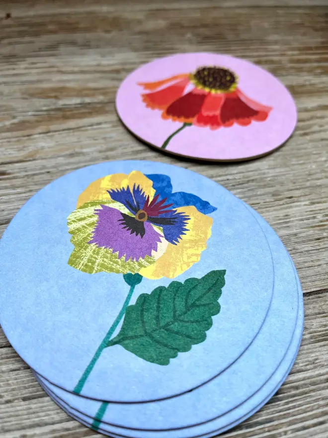 reversible flower drinks coasters