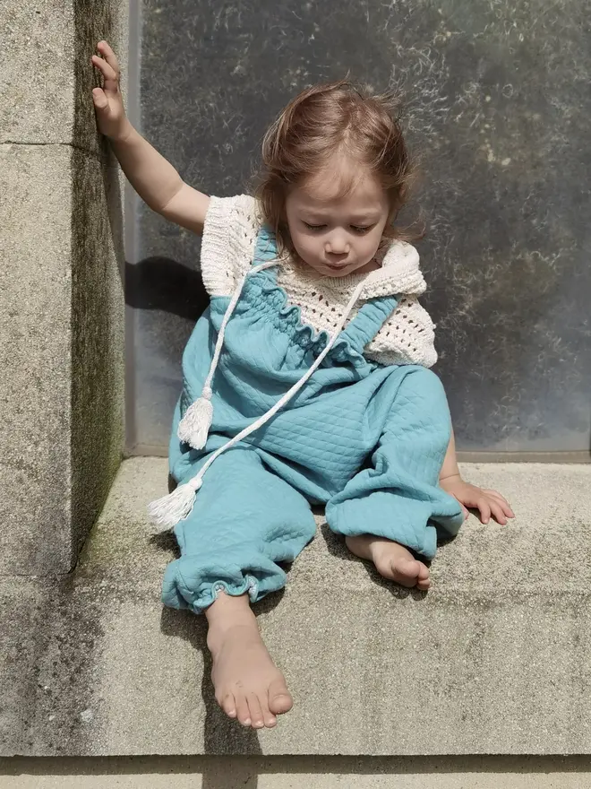 kids quilted dungarees blue