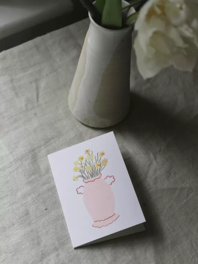 Daffodils on a greetings card 