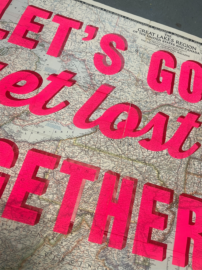 Let's Go Get Lost Together Great Lakes Original Screen Print