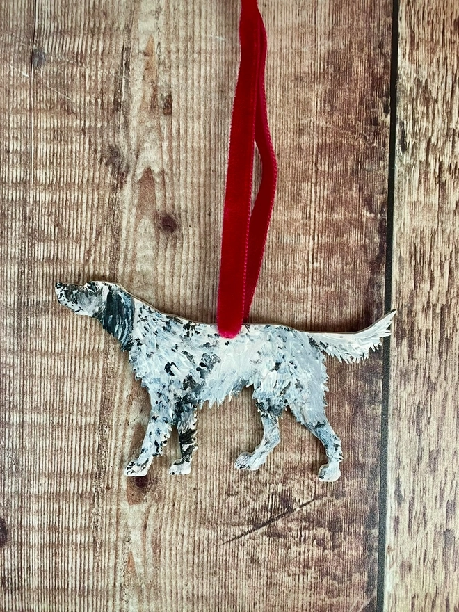 English Setter Hand-painted Dog Christmas Decoration