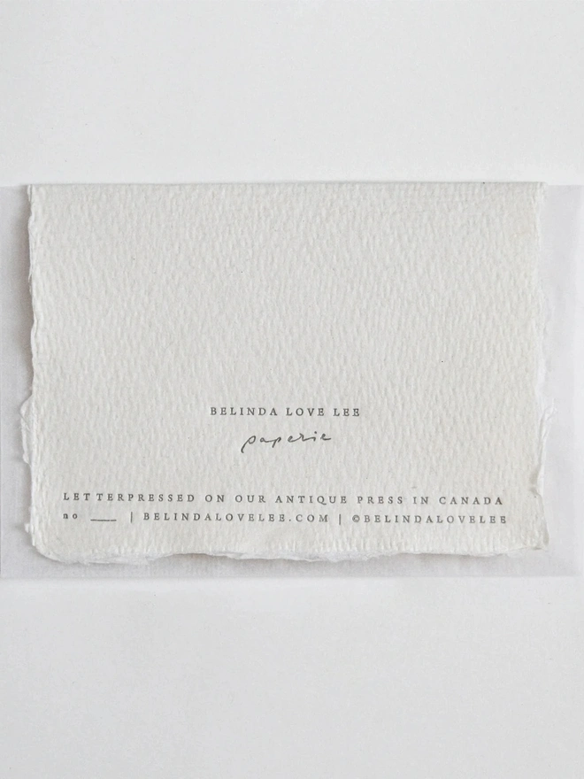 'What is Done in Love is Done Well', Letterpress Mini Card 