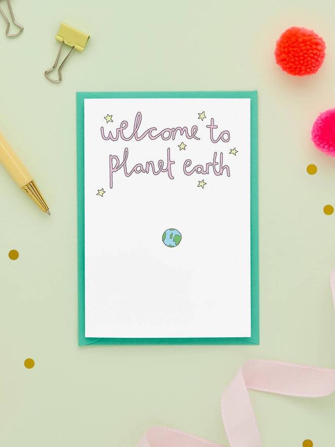 Sweet New Baby Card Featuring Planet Earth