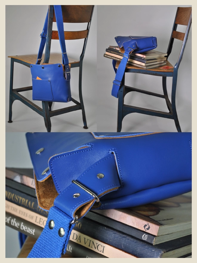 Fox Classic Blue Leather Crossbody Bag 