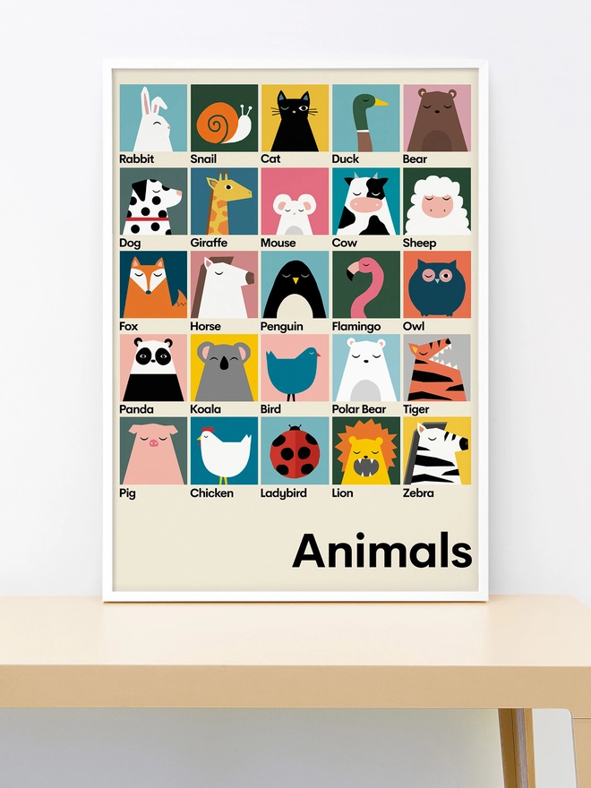 illustrated animals wall print