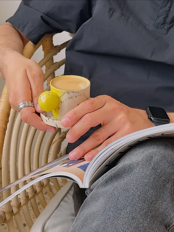 Yellow Ball Handle Espresso Cup