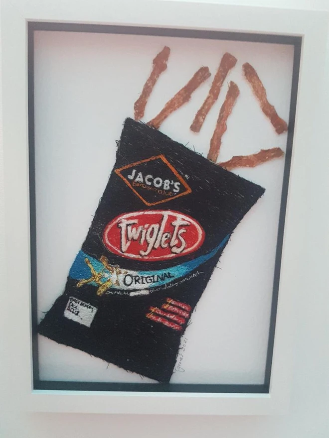 Twiglets Packet Embroidery Wall Art