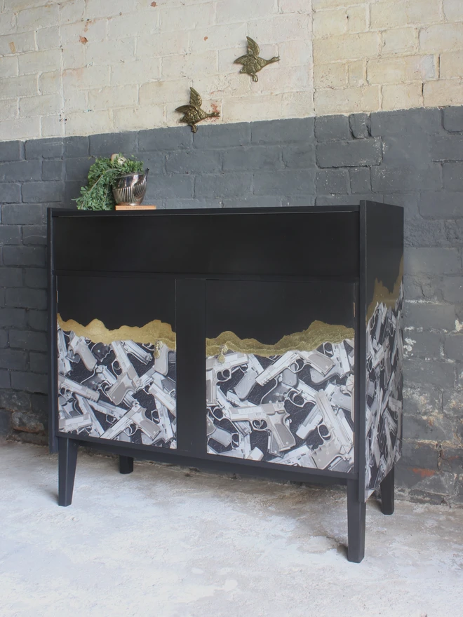 pistol print sideboard