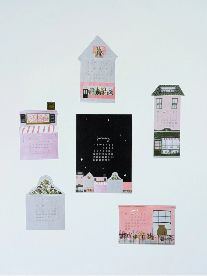calendar showing jan - june designs