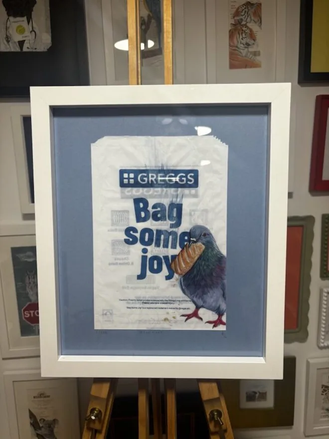 He’s On A Roll Gregs Print, in a room. 