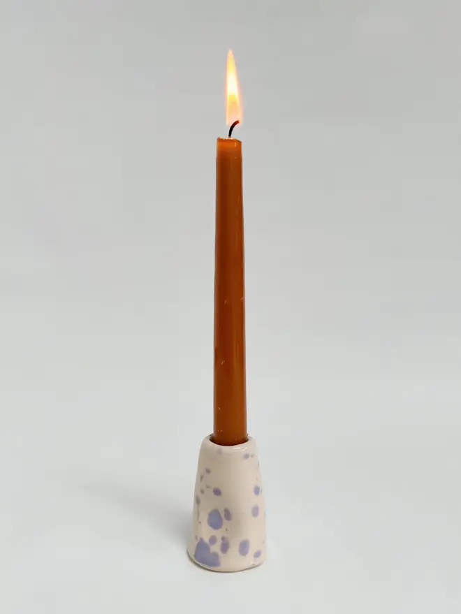 purple wonky ceramic candlestick holder