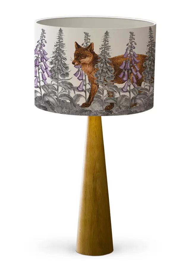 Mountain and Molehill – Fox in Foxgloves lampshade cut out on a white background