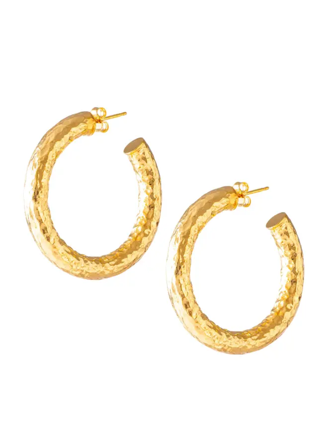 Hammered Gold Hoop Earrings