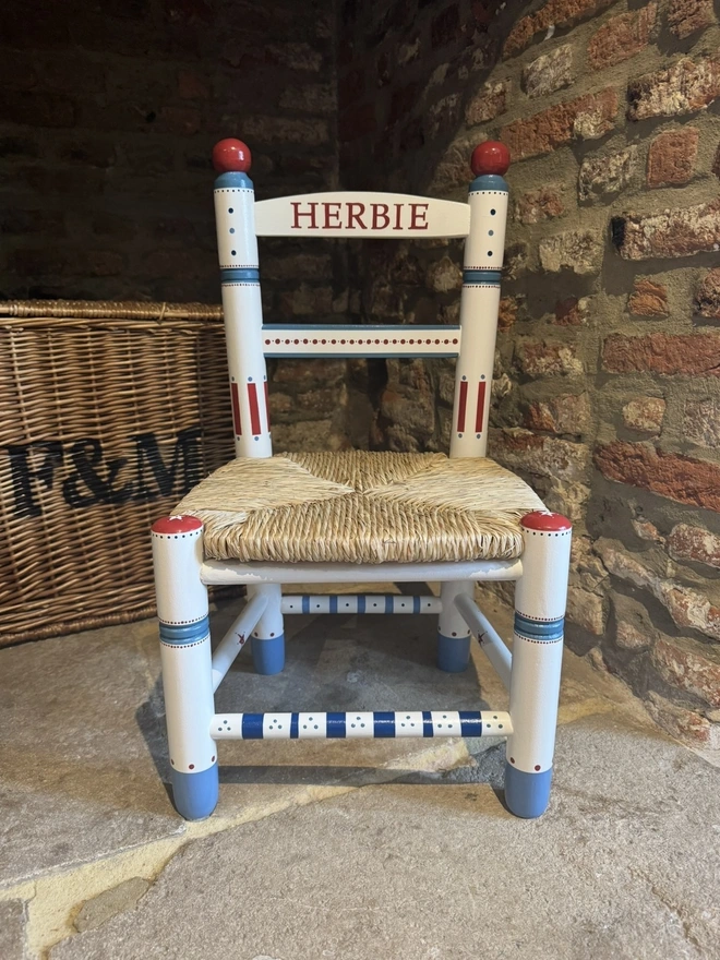Playroom chairs for children. Handpainted and personalised. 
