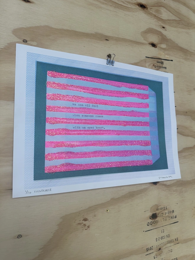 Vulnerable A3 Risograph Print Limited Edition Hand Glittered