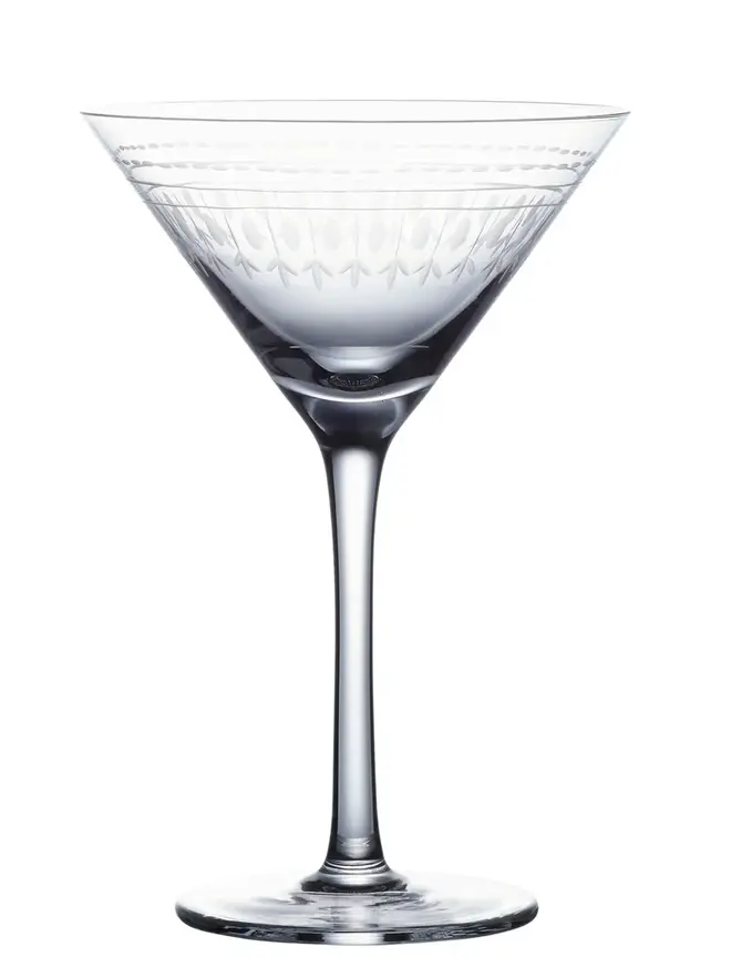 engraved ovals martini glasses (set of 2). a cocktail glass with an oval pattern.