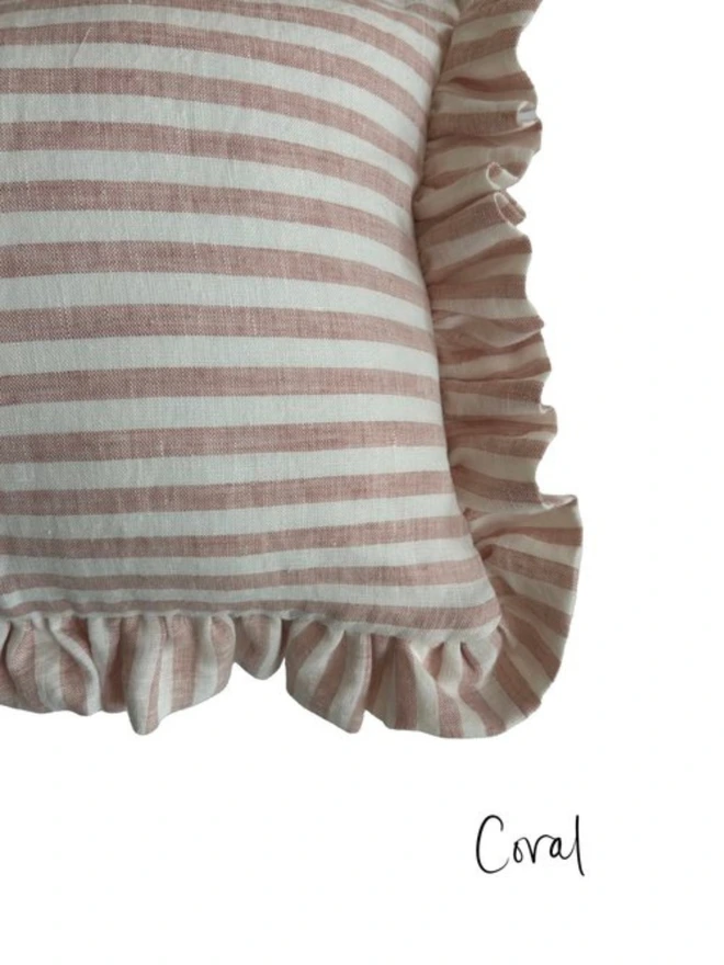 Striped Frill Cushion Cover