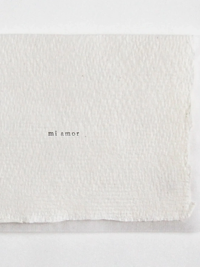 'Mi Amor', Letterpress Mini Card on Handmade Paper