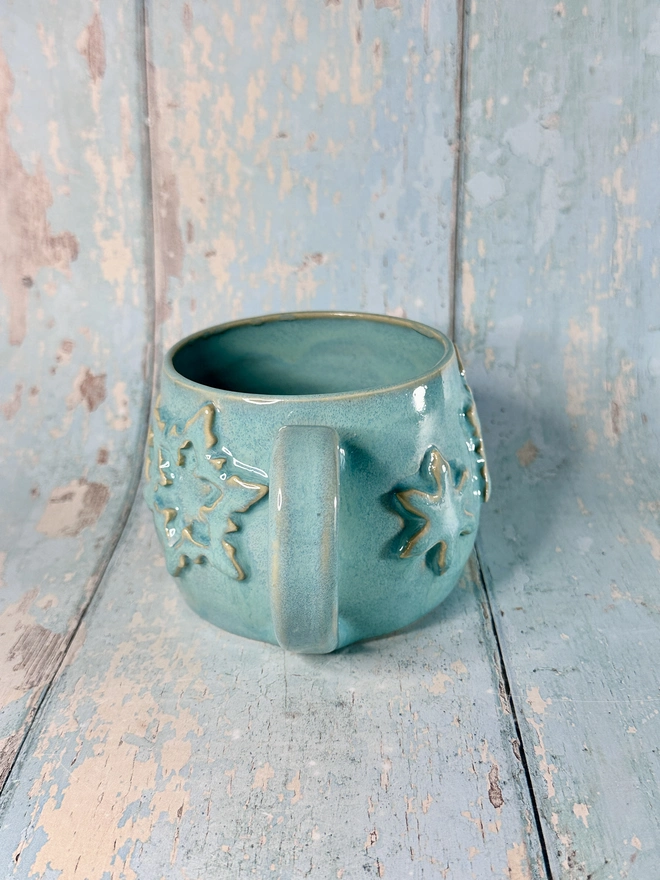 Festive Turquoise Snowflake Ceramic Mug