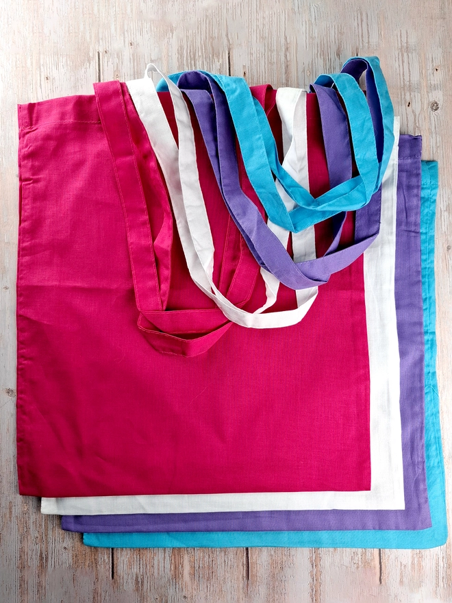 Totes 38x43cm natural, blue, pink, purple