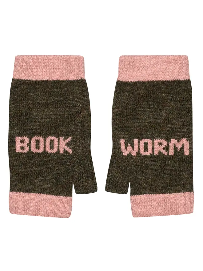 Cut out image of Book Worm Mittens in Kelp & Chaffinch