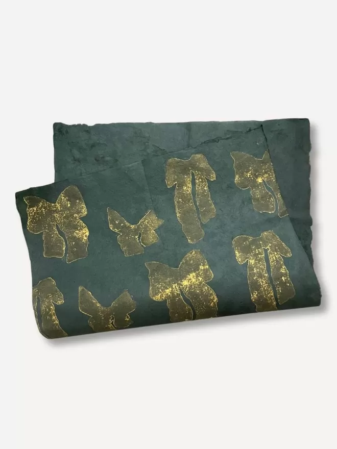 Gold Bow Block Printed luxury Wrapping Paper