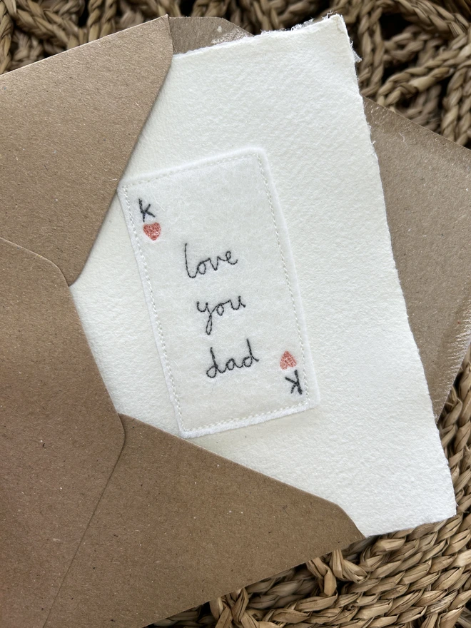 Fathers day embroidered playing card king of hearts