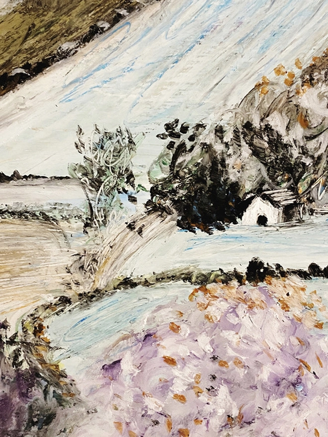 landscape drawing in pastel hues