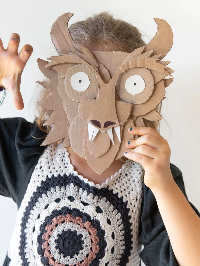 Halloween creative activity for children - create your own dragon mask