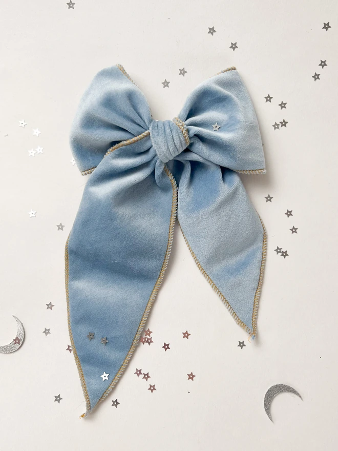 pale blue hair bow for girls