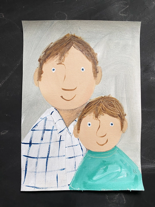 portrait painting of father and son