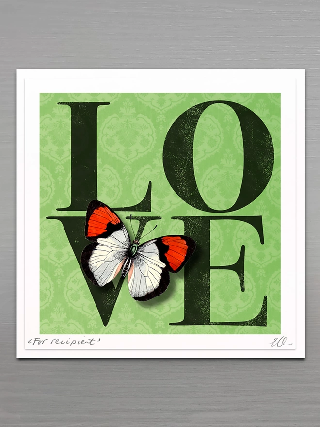 high quality butterflygram card with hand cut paper butterfly, personalised and signed