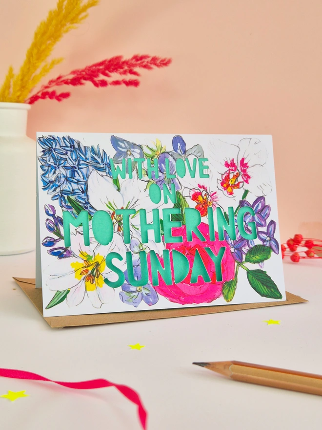 with love on mothering sunday card