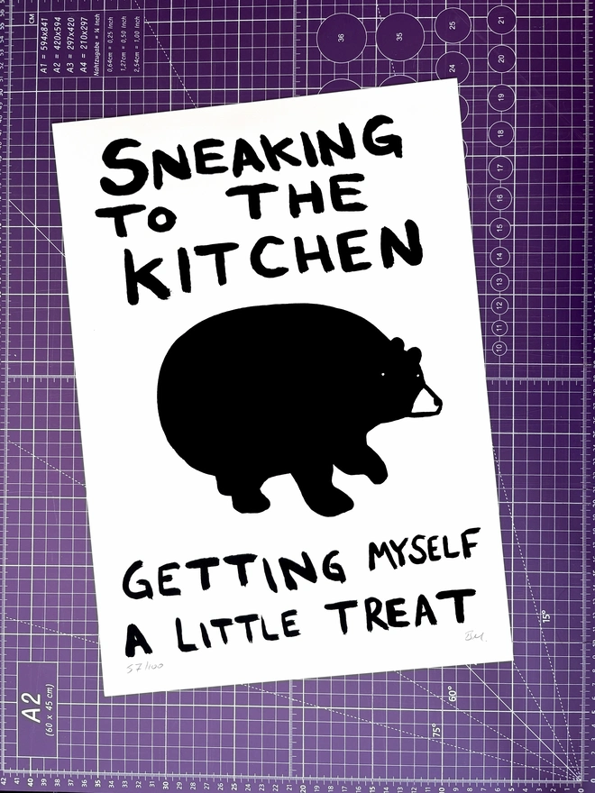 sneaking to the kitchen print on purple background