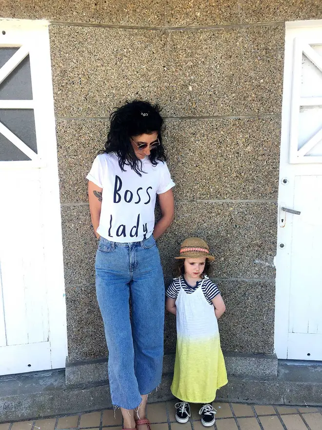 Nicola wears her iconic Boss Lady tshirt in white