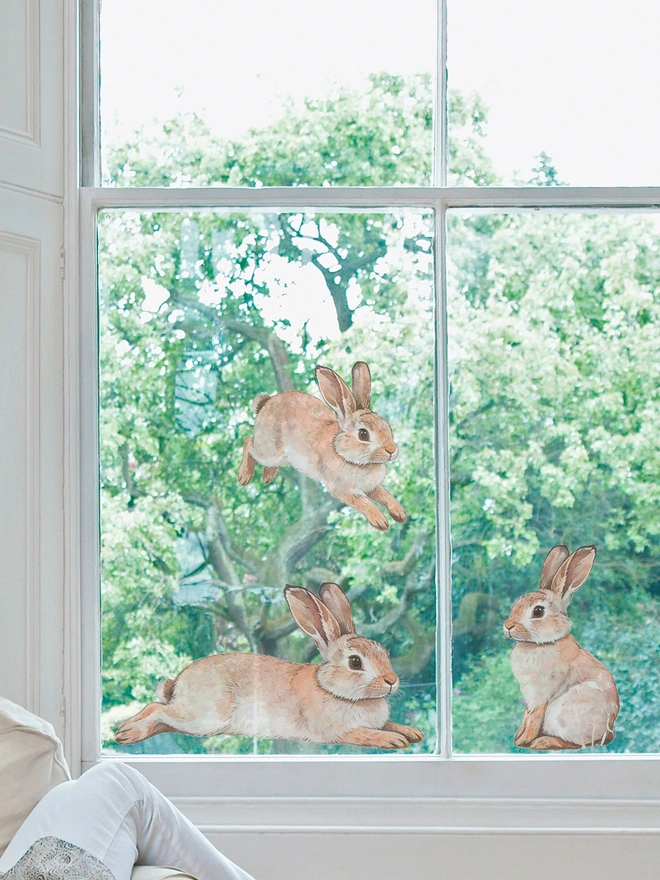 set of three bunny window stickers