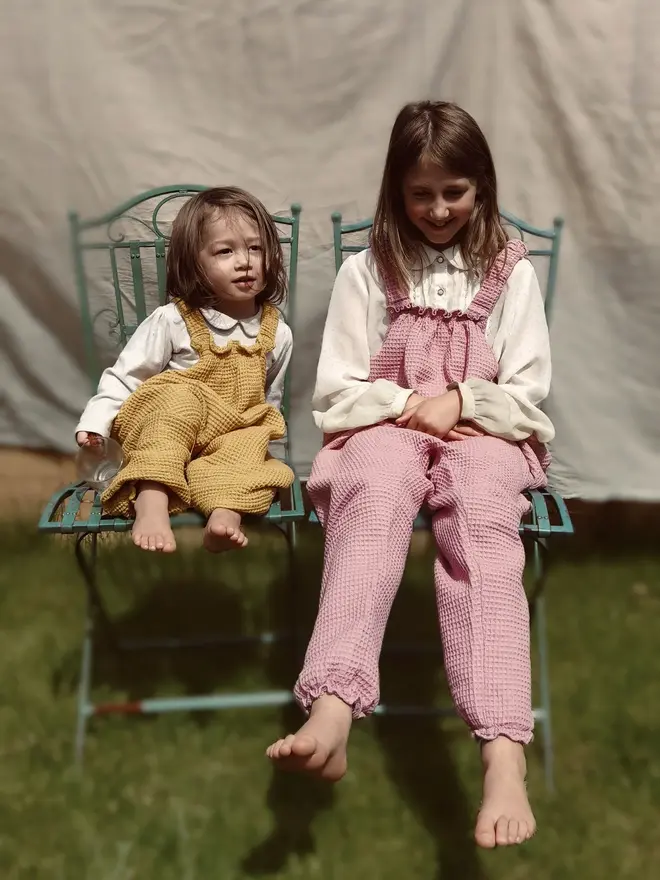 Kids' Organic Cotton Waffle Dungarees Hero Image