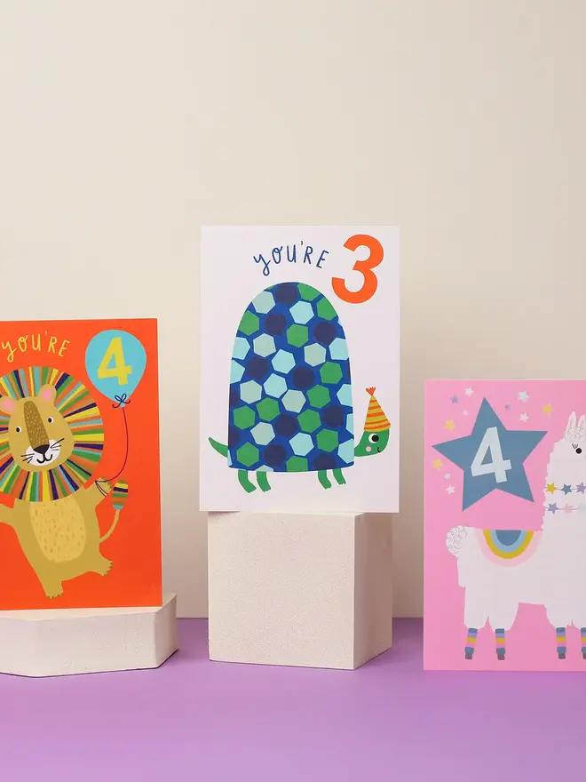 'You're 3' Tortoise 3rd Birthday Card