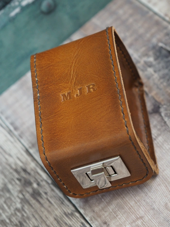 personalised leather watch case