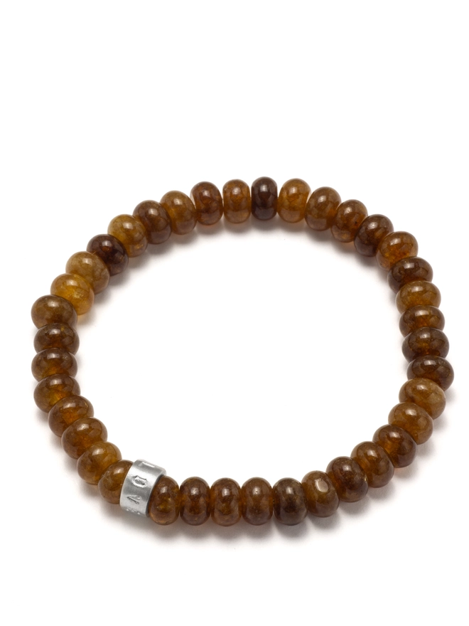 Nomad Bracelet with jade and labradorite beads and personalised sterling silver life beads by Chambers & Beau