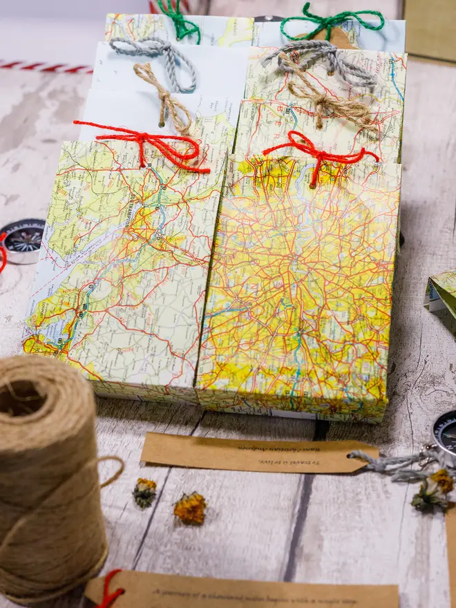 upcycled map gift bag