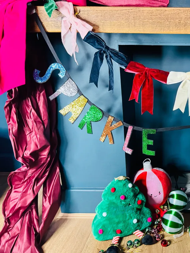 Glitter sign glitter bunting Christmas bunting merry Christmas Christmas garland glitter garland fire place garland