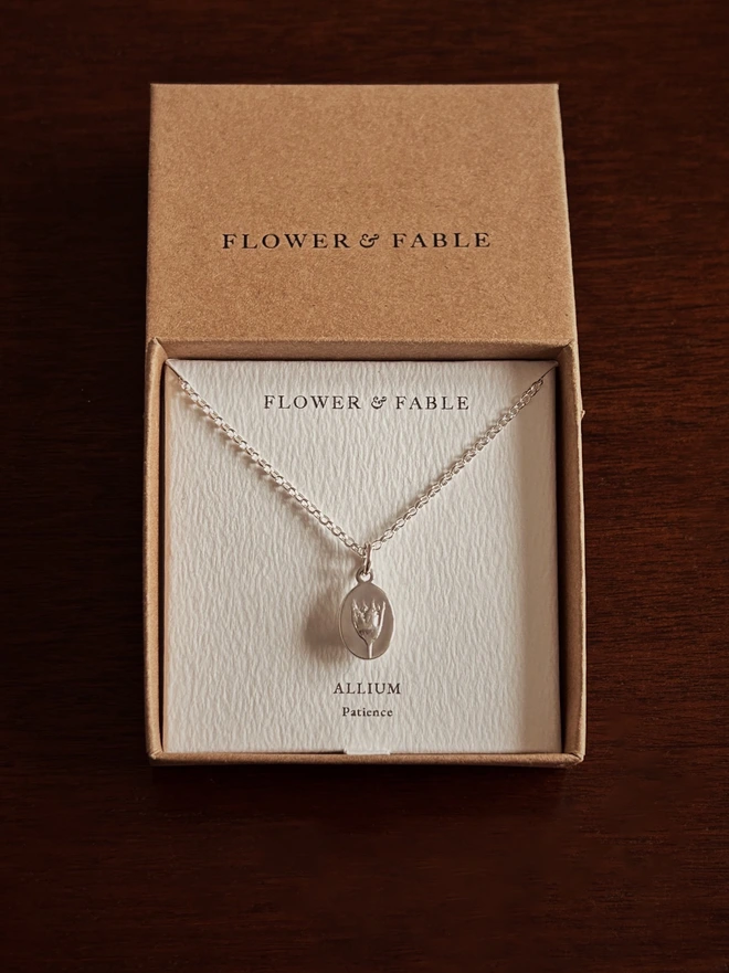 Allium Medal Charm with Belcher Chain ~ Sterling Silver