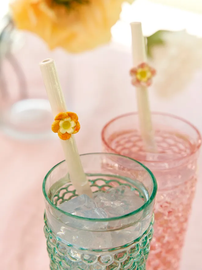 Ceramic flower straws
