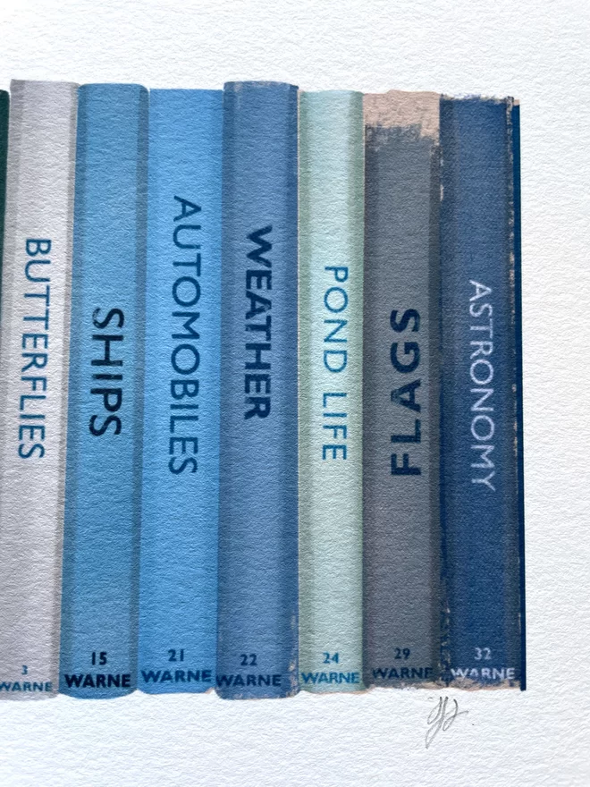 Detail of blue book spines