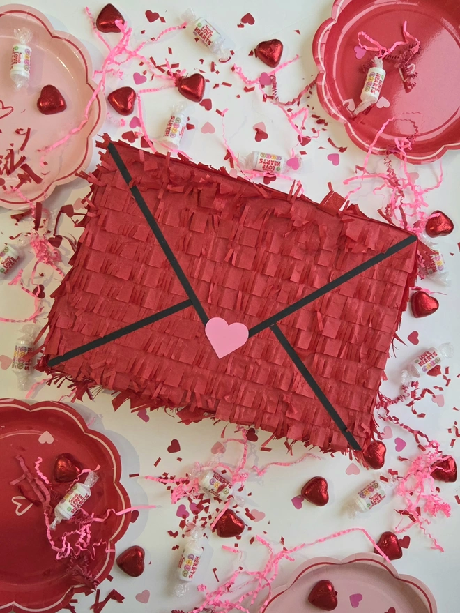 Red love letter pinata