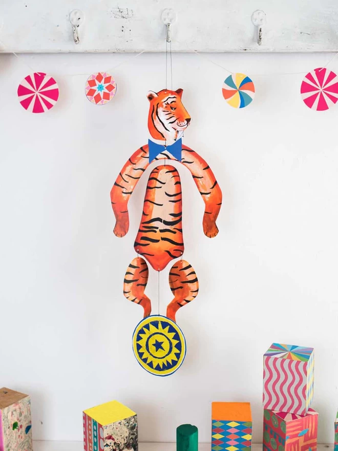Tiger themed decorative kinetic mobile