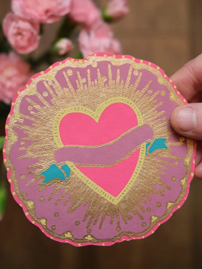 ribbon heart pink valentines love card