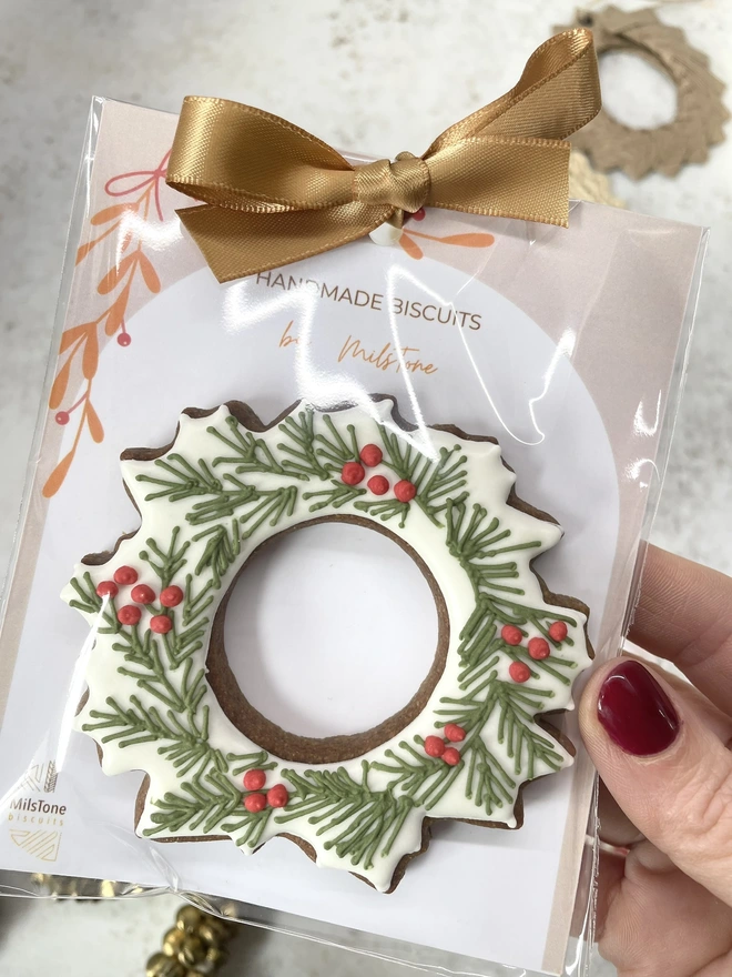 Christmas Wreath gingerbread biscuit